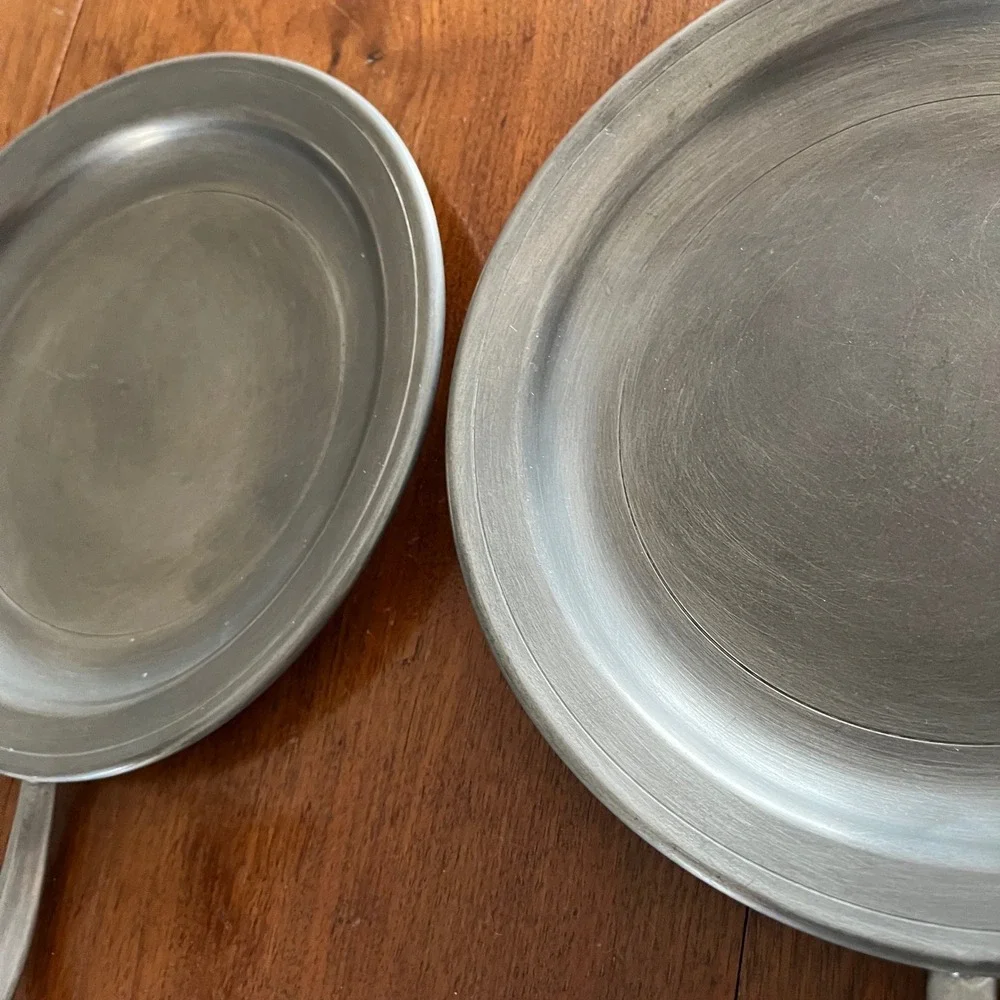 Vintage Pewter Candle Wall Sconce Pair Colonial Metal Reflection Taper Holder